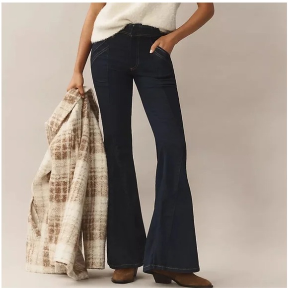 Anthropologie Denim - NWT Anthropologie Pilcro Puddle Mid Rise Dark Wash Bellbottom Flare Jeans 28